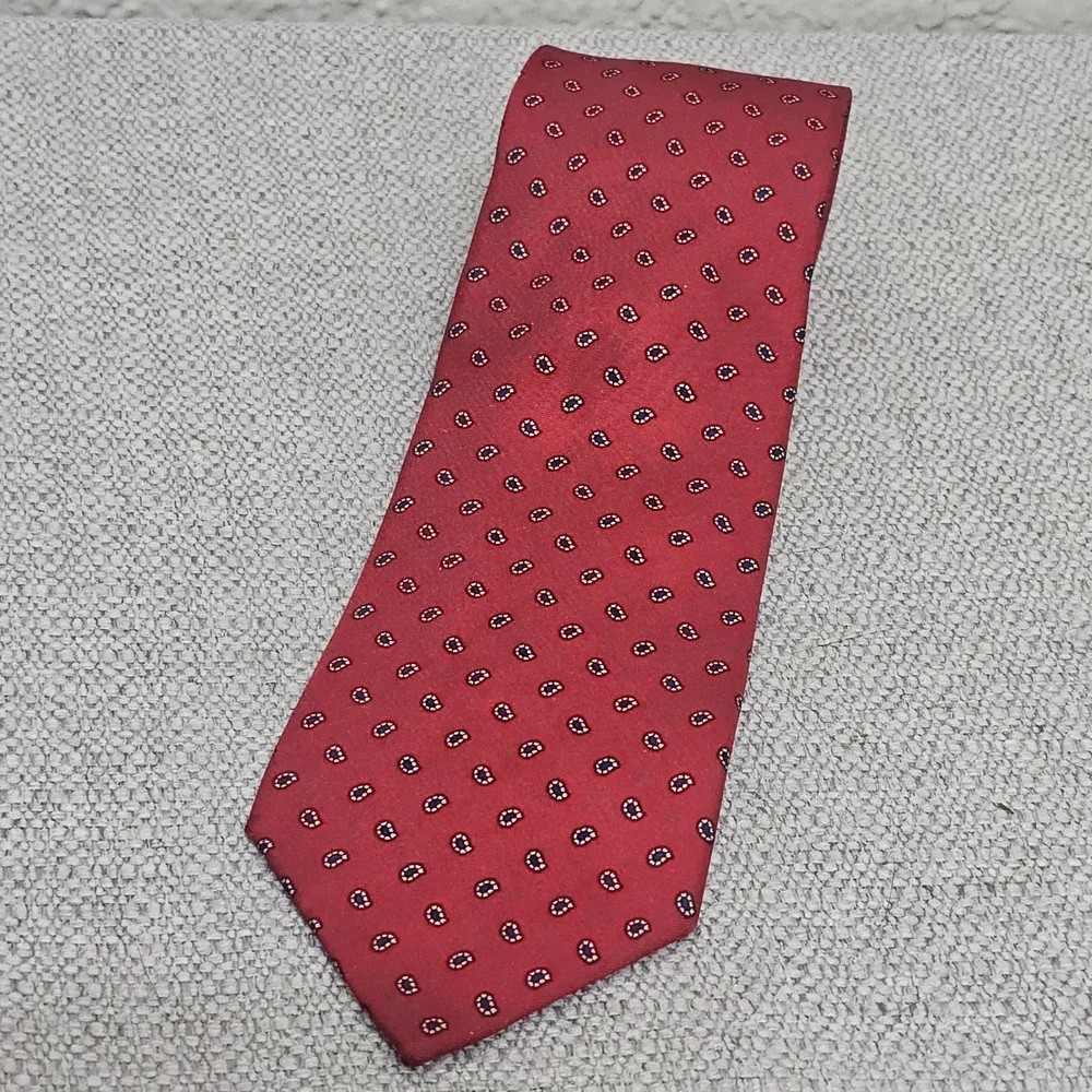 Givenchy Monsieur 90s Red Silk Tie Classic Pattern Designer Tie